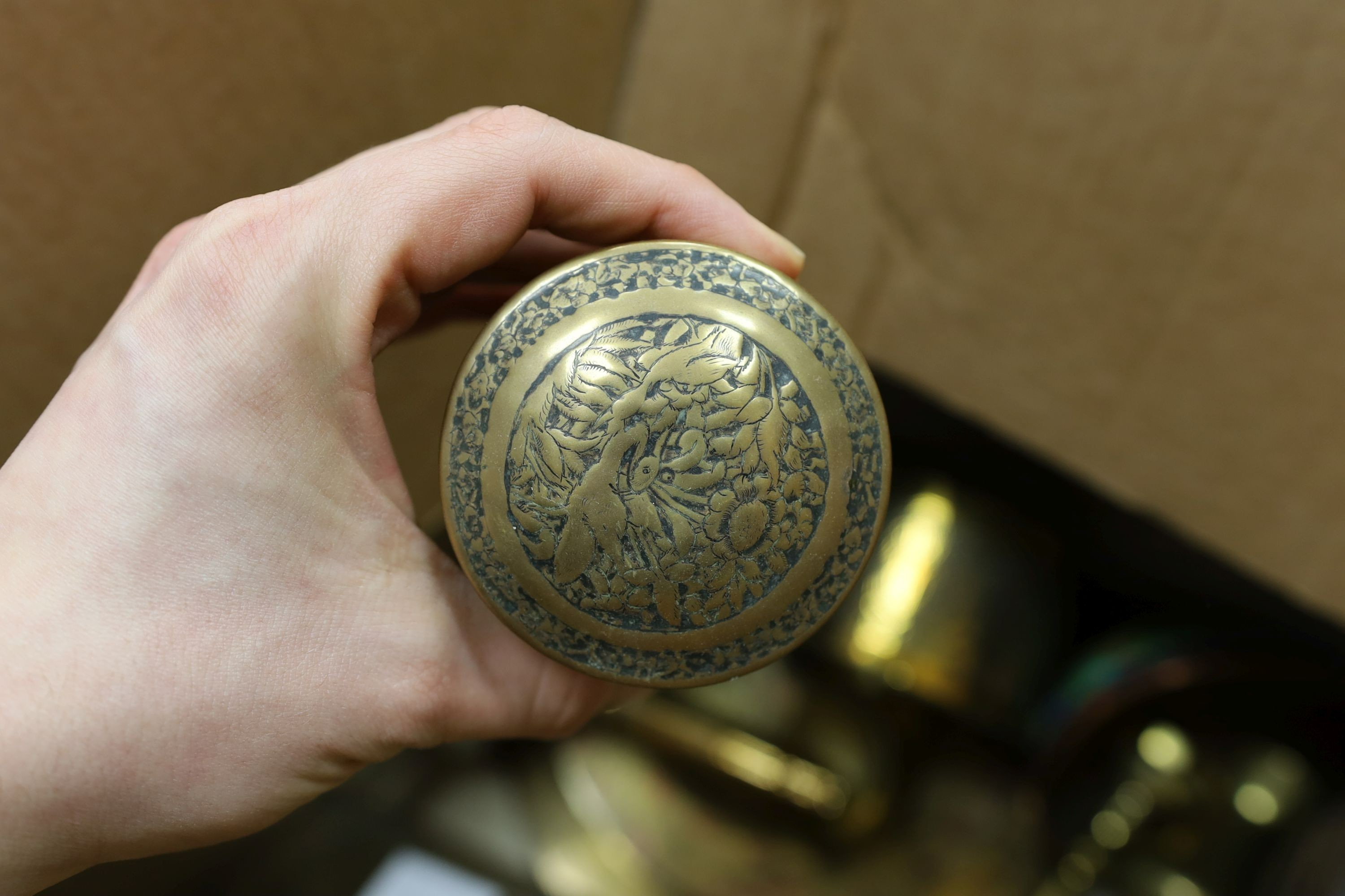 A group of assorted metalware including Indian and Persian trays